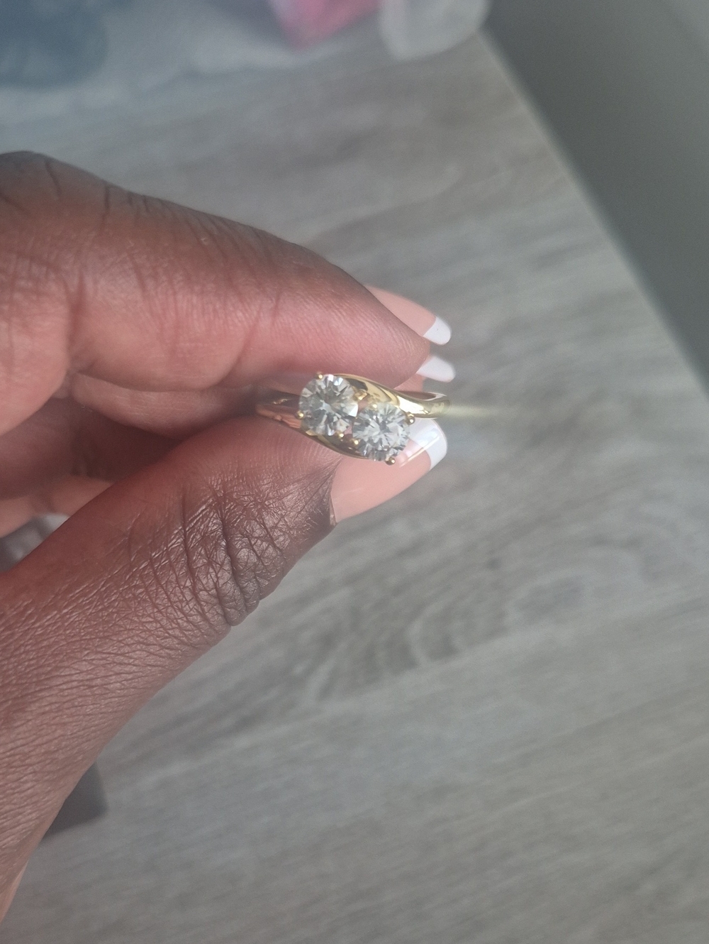 Classic Two-Stone Fashion Ring with Clear Stones